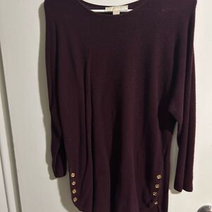 Michael Kors Burgundy Tunic with Gold Buttons